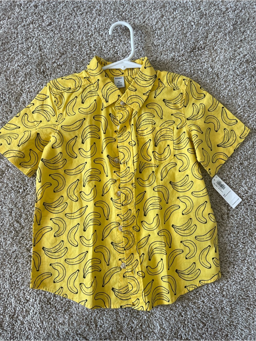 Old Navy Yellow Banana Print Short Sleeve Button-Down Shirt